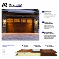 Porte de garage sectionnelle en acier isolée à haute valeur R, grain de bois premium, 50 mm, pour climat froid, rénovation de villa