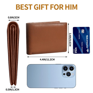 <b>Men's</b> Genuine Leather Tri-Fold <b>Wallet</b> <b>RFID</b> Blocking Light Weight Everyday Use - Product Image 3