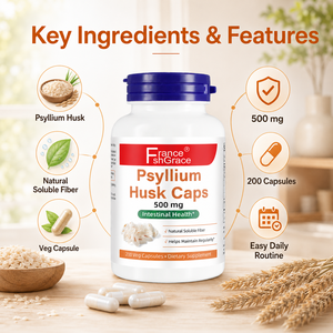 Shecome Psyllium Husk caps 500มก. รองรับสุขภาพลำไส้สำหรับผู้ชายและผู้หญิงอาหารเสริมเปลือกไซเลียมออกแบบได้ตามต้องการ - Product Image 1