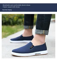 Chaussures décontractées pour hommes, printemps, à enfiler, respirantes, semelle souple, pur coton, couleur unie, vente chaude, directement de l'usine