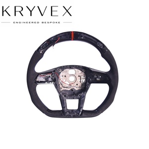 พวงมาลัย Kryvex สำหรับ Audi C8 B9.5 ทุกรุ่น ปี 2016-2026 ทำจากไม้พีชหุ้มหนัง + คาร์บอนไฟเบอร์ เย็บมือ - Product Image 4