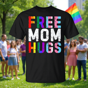 Camiseta Gratuita del Mes del Orgullo LGBTQ, Celebra la Diversidad con Abrazos de Mamá, para Uso Promocional - Product Image 3