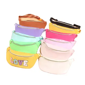 RTS Custom Patches Waist Pouch Embroidered Patch Belt Bum Bag Nylon Waist Bag Travel Fanny Pack Crossbody Bag For Women