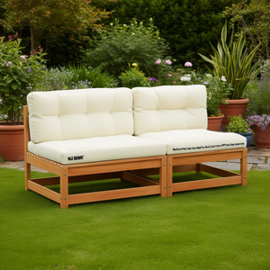 Canapé de jardin en bois de pin massif, deux places, couleur crème, style contemporain, durable, pour l'extérieur - Product Image 2