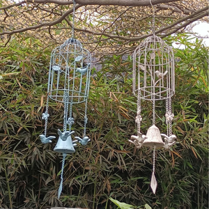 Toptan ve perakende dökme demir kafes rüzgar çan Retro bahçe dekorasyon rüzgar çanları için Minimalist bronz asılı Yard - Product Image 2