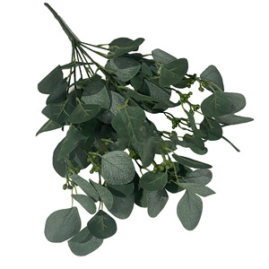 Manojo de plantas artificiales Hojas de manzana Seda 9 ramas Manojo de eucalipto con fruta para decoración del hogar - Product Image 6