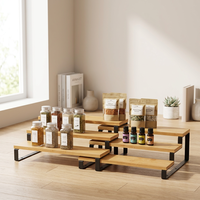 Présentoir multifonctionnel à 3 niveaux en bambou pour cupcakes, parfums, maquillage, figurines miniatures, organisateur d'épices pour comptoir de cuisine