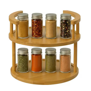 Kitchen Lazy Susan 2 Tier Bamboo <b>Rotating</b> <b>Spice</b> <b>Rack</b> Organizer For Kitchen Use - Product Image 3