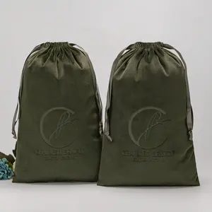 Custom Logo Printing Velvet Dust Big Packing Gift Pouch Soft Drawstring Velvet Bag