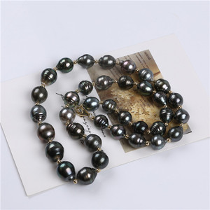 Colliers en perles naturelles pour femmes, accessoire Simple et à la mode, style taiti noir, Baroque, Akoya, taille 10-12mm - Product Image 4