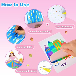 Kit d'art à gratter Magique Arc-en-ciel à presser, Ensemble <span class=keywords><strong>de</strong></span> <span class=keywords><strong>peinture</strong></span> créative avec raclette, Cartes postales DIY, Ensemble d'œuvres d'art en papier à gratter dessinées à la main pour enfants - Product Image 4