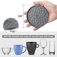 Sous-verres circulaires en silicone, support épais antidérapant et anti-adhésif, plateau profond noir pour boissons chaudes/froides