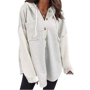 High Quality Hooded <b>Cardigan</b> Fall/Winter Sports Top Button Coat Unlined Casual Long Breathable Knitted Fabric Made Solid - Product Image 4