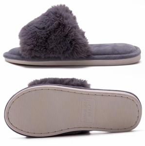 De piel de mujer suave Furry zapatillas invierno cálido casa diapositivas de dormitorio interior de los zapatos de piso - Product Image 4