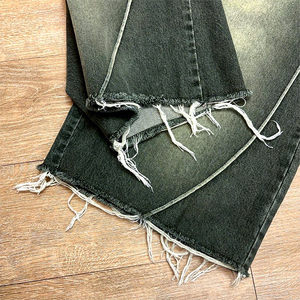 OEM Custom Back Pockets Raw Hem Distressed Vintage Washed Cotton Ripped <b>Jeans</b> Denim Shorts for Men - Product Image 3