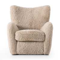 Fauteuil lounge moderne incurvé en tissu Teddy doux, idéal pour salon, chambre ou hôtel