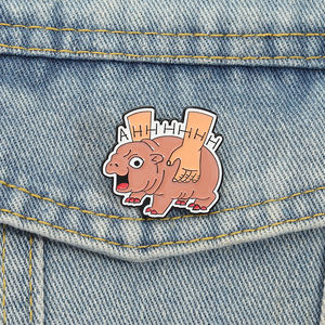 Pin de Esmalte con Diseño de Animal Gritando, Estilo Absurdo y Caprichoso, Frase Ahhhhhh, Diseño de Brazos Adicionales, Broche de Humor Peculiar, Venta al por Mayor - Product Image 1