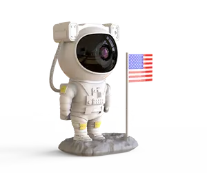 Projetor de astronauta com bluetooth, alto falante, versão, brinquedos, presente para férias, lâmpada projetora para crianças com bandeira