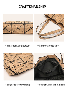 Borse Tote in Sughero da <span class=keywords><strong>Donna</strong></span> <span class=keywords><strong>Bordeaux</strong></span> con Motivo Geometrico, Personalizzabili all'Ingrosso per Uso Quotidiano, Feste e Shopping - Product Image 6