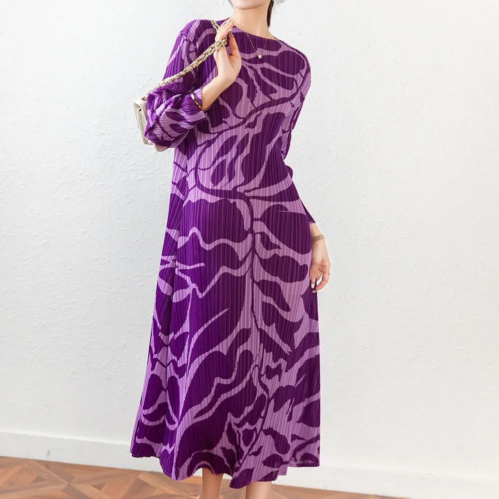 Pleats 2022 Spring/summer new women's elegant printed dress