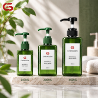 Flacon pompe carré en PET vert de luxe personnalisé 250 ml 500 ml, vide, pour nettoyant visage, savon liquide, emballage cosmétique