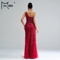 Robes de Soirée Longues Épaule Unique sans Dos Coupe A-Line Maxi à Paillettes Noires Sexy Élégantes et Luxueuses pour Femmes et Dames Soirée Formelle