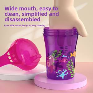 Tasse à eau pour bébé imprimée de dessins animés à quatre couleurs, tasse à boire d'apprentissage en bec de canard antidérapante et étanche, tasse d'entraînement pour enfants - Product Image 6