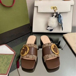2025 Designer Women's Breathable Autumn Winter Summer Square Toe Letter Printing <b>Platform</b> <b>Wedge</b> <b>Sandals</b> - Product Image 5