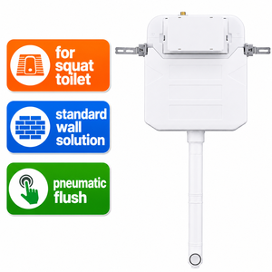 <span class=keywords><strong>Cisterna</strong></span> Neumática Empotrada para Inodoro Turco, Tanque Estándar Empotrado en la Pared con Placa de Descarga Blanca - Product Image 1