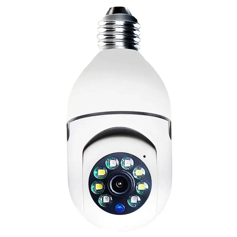 Pengawasan Keamanan Dalam Ruangan Luar Ruangan 360 Derajat CCTV Wifi Bola Lampu Kamera dengan Slot Kartu SD