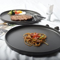 Instagram-Style Nordische Flache Teller Trendige Kreative Obst-Salat-Kuchen-Steak-Teller Keramik-Geschirr Mikrowellengeeignet Einfarbiges Muster