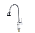 Robinet de cuisine monocommande moderne avec douchette extractible, en alliage de zinc poli, à poser sur comptoir, eau froide, pour usage hôtelier