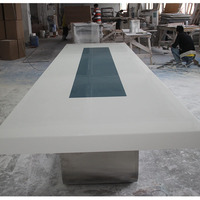 Grande table de conférence personnalisée Table longue en Corian à surface solide Table de formation pour salle de réunion simple