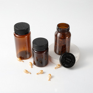 Chăm sóc sức khỏe máy tính bảng bột <span class=keywords><strong>container</strong></span> màu nâu sẫm hổ phách rộng miệng rỗng vitamin viên nang chai nhựa - Product Image 2