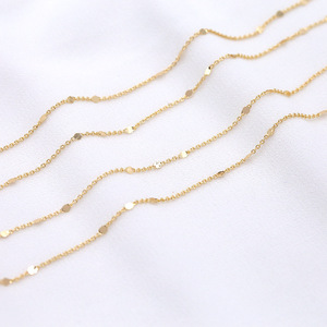 Chaîne à maillons en O en laiton plaqué or 14 carats avec paillettes |   Chaîne fine minimaliste à pampilles pour la fabrication de colliers et de bracelets - Product Image 3