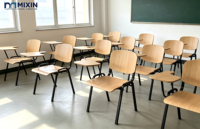 Chaise de formation en contreplaqué avec tablette d'écriture, cadre métallique, style moderne, ensemble de chaises pour étudiants, chaises de classe pour l'âge scolaire, OEM