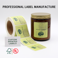 Étiquettes autocollantes de luxe pour bougies parfumées, résistantes à la chaleur, personnalisées avec logo privé, en rouleau, pour emballage de bougies aromatiques