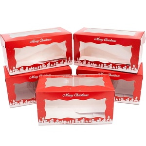 B846 scatole di presentazione di registro di Natale rosso con finestra trasparente forte torta Festival feste cartone visibile scatola cieca imballaggio - Product Image 2
