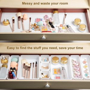 8-Piece Transparent <strong>Desk</strong> Drawer Storage <strong>Tray</strong> Organizer with <strong>Stackable</strong> Design for Kitchen Bathroom &amp; Living Room - Product Image 5
