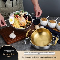 Marmite à Soupe en Acier Inoxydable 304 Doré, Double Poignée, Compatible Lave-Vaisselle, Résistante à la Chaleur, Compatible Induction, Durable