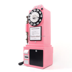 Teléfono Antiguo con Monedas Estilo Europeo, Cabina de Fotos, Cabina Telefónica, Teléfono con Libro de Visitas de Audio, Color Rosa para Bodas - Product Image 4