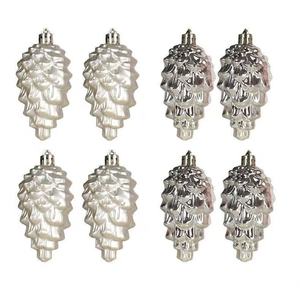 Ornement de Noël en forme de cône de pin rouge brillant de haute qualité, design populaire peint avec des paillettes blanches, en promotion, nouvelle boule décorative pour sapin - Product Image 3