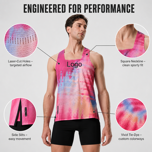 Chemise sans manches personnalisée en gros exercice de musculation respirant maille trou course débardeur hommes entraînement course maillots - Product Image 3