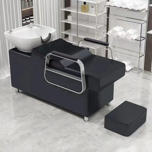 Unidad de lavado de cabello K, mobiliario de salón, sillón de peluquería reclinable para lavado de cabello, cama de champú de cuero, diseño escandinavo, para uso en baño - Product Image 2