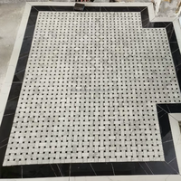 Carrelage de mosaïque de parquet en marbre naturel tissé de Carrare personnalisé Design moderne avec mélange de carreaux irréguliers Décoration de la maison Salon