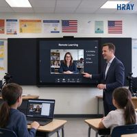 Tableau interactif intelligent Wi-Fi double bande HRAY 86 pouces avec écran d'annotation pour l'enseignement en zone d'explication en laboratoire universitaire, compatible OEM/ODM