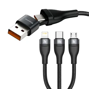 Baseus Cable Flash serie dos por tres de los datos de carga Cabo USB + Tipo C USB A a Micro USB + Lightning + Tipo C Cable Digital 100w 1,2 m
