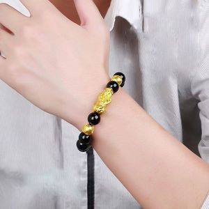 Bonne Chance Richesse Bouddha Noir Obsidienne Perles Feng Shui Richesse Double Pixiu <span class=keywords><strong>Proverbe</strong></span> Poignet Décoration pour Filles Femmes - Product Image 3