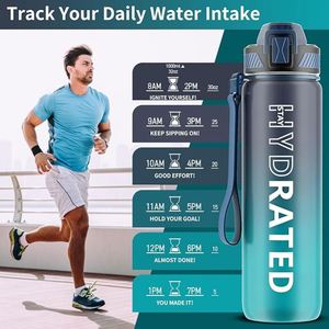 Bottle Straw, 32Oz Motivational Water Bottles With Time Marker to Drink Custom Logo - Product Image 2