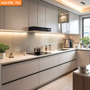 Set Completo di Mobili da <span class=keywords><strong>Cucina</strong></span> Moderni in Alluminio con Top in PVC, Set di Armadietti, Piano di Lavoro in Pietra di Quarzo e Fornelli Inclusi, Prezzo Conveniente - Product Image 2